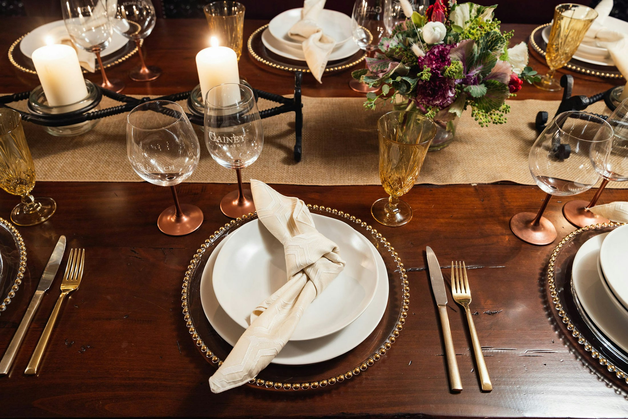 Close up of a table setting