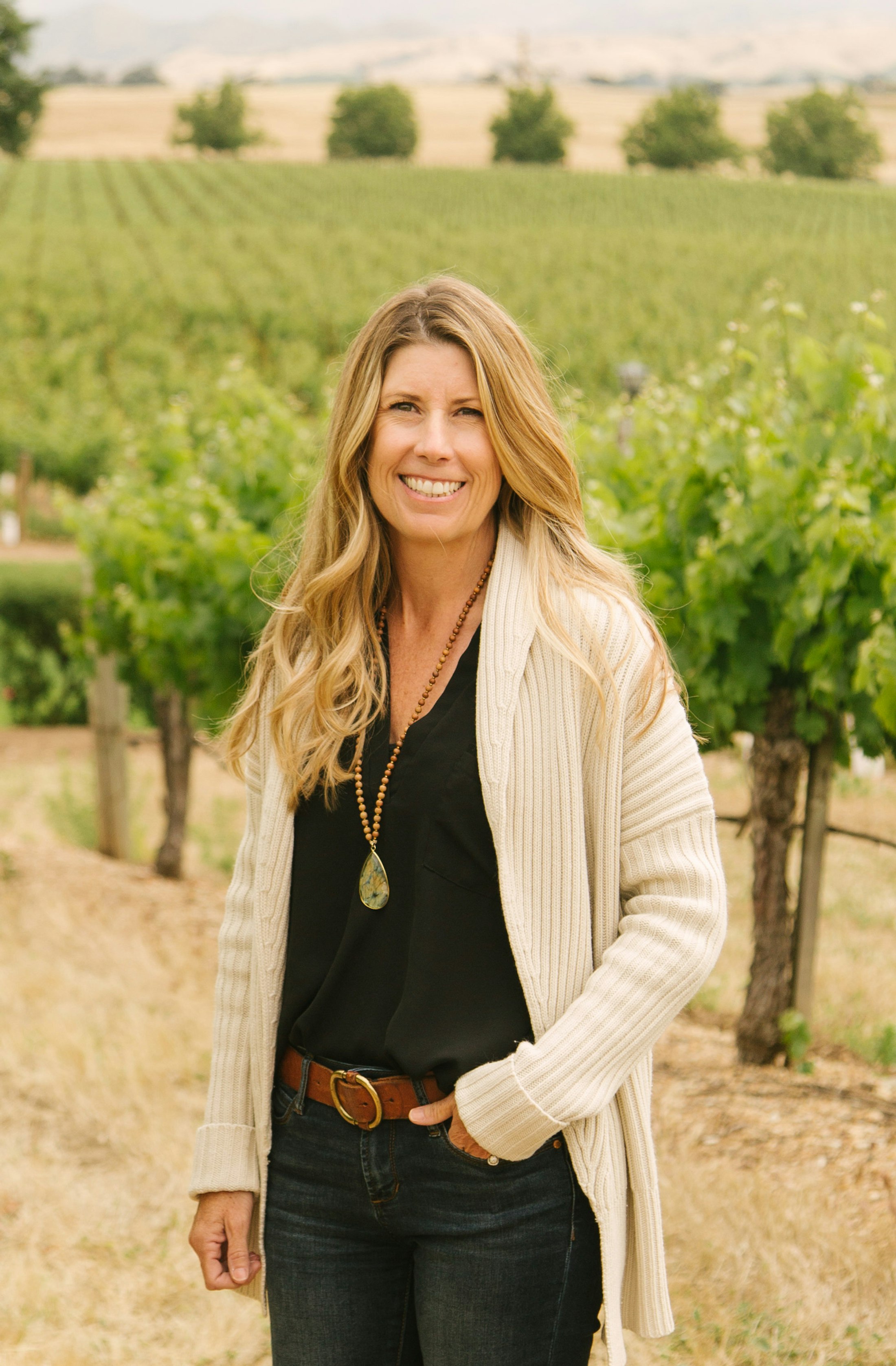 Sunny Ramirez in the vineyard