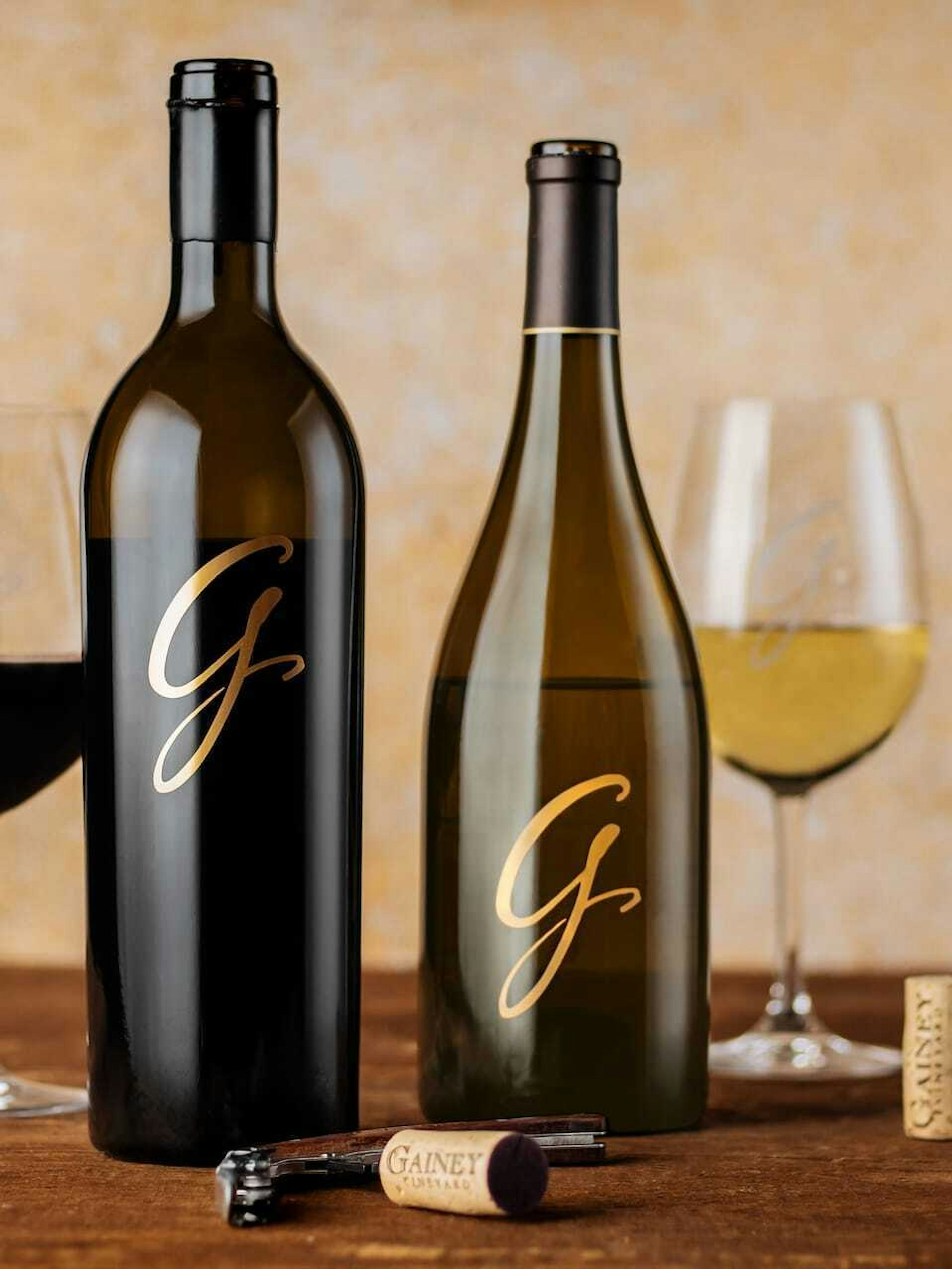 Gainey Cabernet and Chardonnay Limited Selection bottles on a table